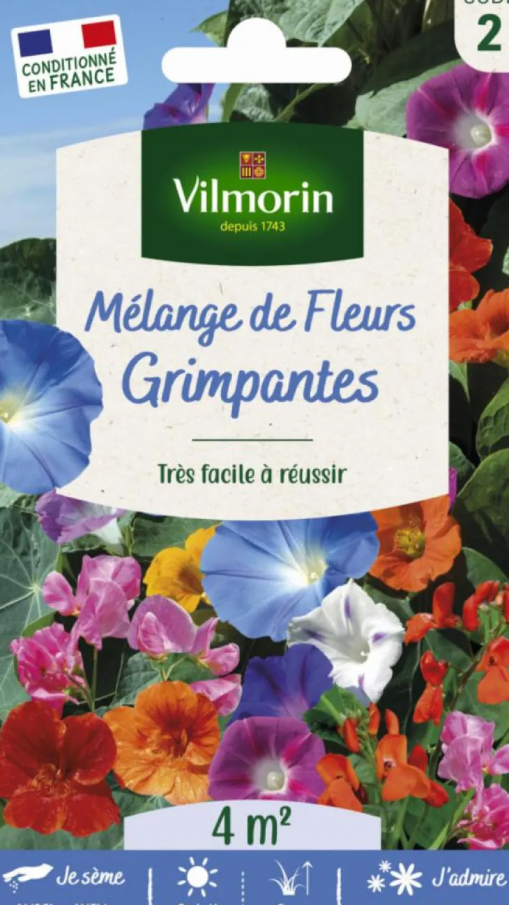 Mélange de fleurs grimpantes Vilmorin - graines à semer pour 4 m² de surface