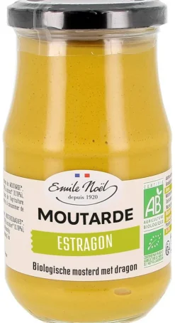 Moutarde à l’estragon bio en pot de 200 g