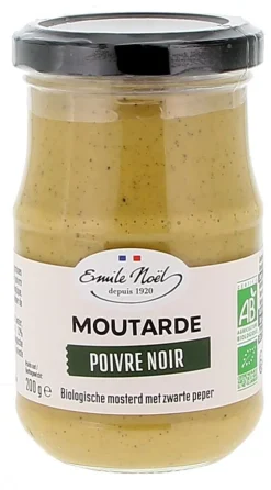 Moutarde au poivre vert bio en pot de 200 g