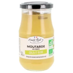 Moutarde mi forte colza et olives bio en pot de 350 g