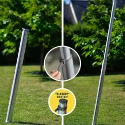 Mât pour voile d'ombrage téléscopique coloris gris en aluminium Gard&Rock - Ø 10 cm