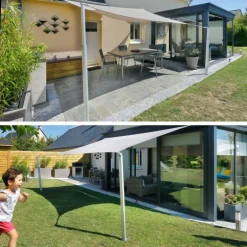 Mât pour voile d'ombrage téléscopique coloris gris en aluminium Gard&Rock - Ø 10 cm