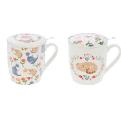 Mug à motif chat avec filtre en céramique Loris - 13 x 10 x 11 cm