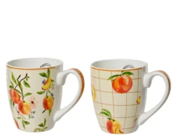 Mug à motifs de pêches en porcelaine multicolore - Ø 9,1 x H 10,6 cm