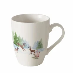 Mug blanc en céramique à motif de cerf Roxy - Ø 8,5 x 10,3 cm
