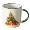 Mug blanc en céramique motif sapin de Noël Navis - Ø 8,5 x 9 cm