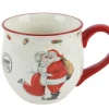 Mug blanc et rouge en céramique motif Père et Mère Noël - Ø 13 x 9,5 cm