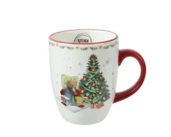 Mug décor ours et sapin coloris multicolore en dolomite - 8 x 11,3 x 10 cm