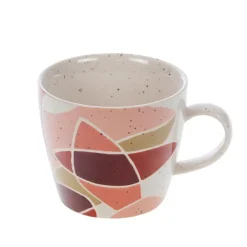 Mug en grès coloré rouge et rose Elena - Ø 8 x H 12,5 cm