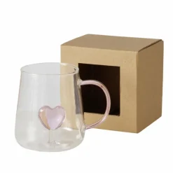 Mug en verre rose Valentine - Ø 8,5 x H 10 cm