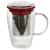 Mug infuseur en verre tisanière rouge 43 cl