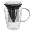 Mug infuseur en verre tisanière noir 43 cl