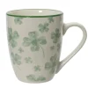 Mug trèfle coloris vert en porcelaine - 11,7 x 8,2 x 10 cm