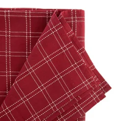 Nappe à carreaux en coton bordeaux et fils dorés - 250 x 150 cm