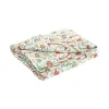 Nappe blanche en PE/coton motifs rouges et verts Guirlande - 150 x 300 cm