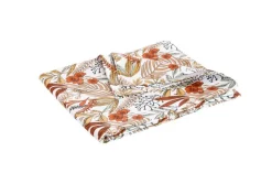 Nappe décorative rectangulaire décor floral coloris vert en coton - 150 x 250 cm