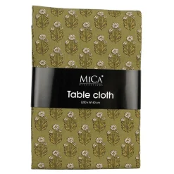 Nappe en coton recyclé vert à motif Darell - 250 x 140 cm