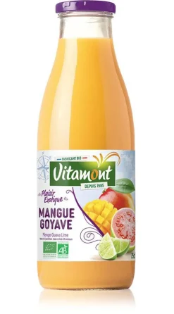 Nectar bio mangue goyave et citron vert Vitamont – 75 cl
