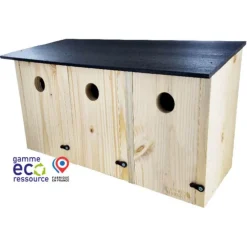 Nichoir communautaire pour mésanges et moineaux coloris beige en bois fabrication française - Ø 28 mm