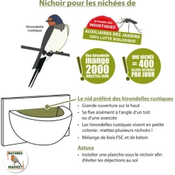 Nichoir meridia pour hirondelles en bois 20 x 11 x 12 cm