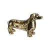 Objet déco chien Teckel en aluminium finition or antique - 30 x 10 x 18 cm