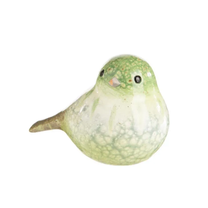 Oiseau coloris vert en terre cuite - 6,5 x 7 cm
