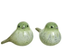 Oiseau en terre cuite coloris vert - 17,5 x 12 x 14 cm