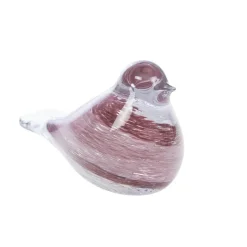 Oiseau en verre sulfure coloris prune Tim - 7 x 12 x 8 cm