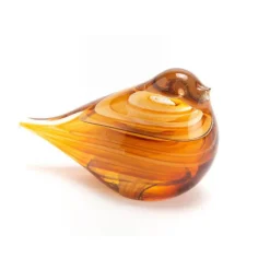 Oiseau moutarde sulfure en verre - 6 x 8 x 13,5 cm