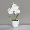 Orchidée artificielle blanche avec pot en céramique crème – 25 cm