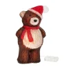 Ours lumineux marron à bonnet rouge acrylique à 40 LED blanc froid pour intérieur ou extérieur - 20 x 15 x 34 cm