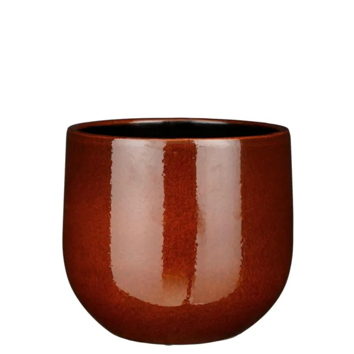 Pablo pot rond coloris marron en céramique - Ø 25 x 20 cm