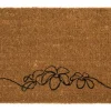 Paillasson 3 fleurs noires coloris noir en fibre de coco - 40 x 72 cm