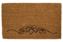 Paillasson 3 fleurs noires coloris noir en fibre de coco - 40 x 72 cm