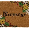 Paillasson Bienvenue fleuri coloris multicolore en fibre de coco - 40 x 72 cm
