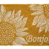 Paillasson bonjour tournesol coloris multicolore en fibre de coco - 40 x 72 cm
