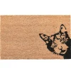 Paillasson coco marron motif chat noir 75x45x1,5 cm