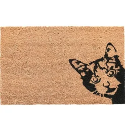 Paillasson coco marron motif chat noir 75x45x1,5 cm