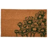 Paillasson coco marron motif fleurs vertes 75x45x1,7 cm