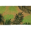 Paillasson coco motif feuilles tropicales vert 75x45x1,7 cm