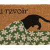 Paillasson en fibre de coco multicolore motif chat au revoir - 72 x 40 cm