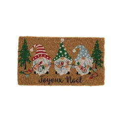 Paillasson en fibre de coco motif Gnomes Joyeux Noël - 72 x 40 cm