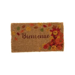 Paillasson en fibre de coco motif citrouilles message Bienvenue - 72 x 40 cm