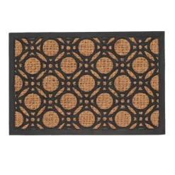 Paillasson en fibre de coco à motif cercles taille M - 60,7 x 40 cm