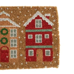 Paillasson en fibre de coco motif maisons sous la neige - 72 x 40 cm
