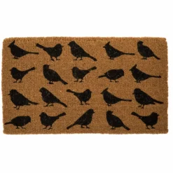 Paillasson oiseaux en ligne coloris noir en coton - 40 x 72 cm