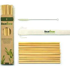 Paille coloris marron en bambou Bambaw - 22 cm