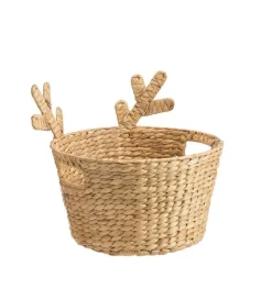 Panier bois de renne coloris beige en jacinthe d'eau - Ø 35/25 cm