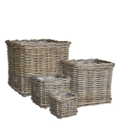 Panier carré en osier gris Marcia - 21 x 21 x 17 cm