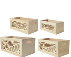 Panier de rangement en bois de Paulownia naturel taille 4 - 23 x 11 x 10 cm